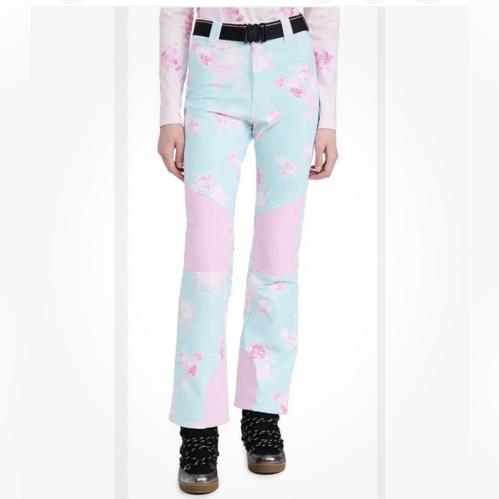 LoveShackFancy Pastel Blue and Pink Floral Patchwork Pants
